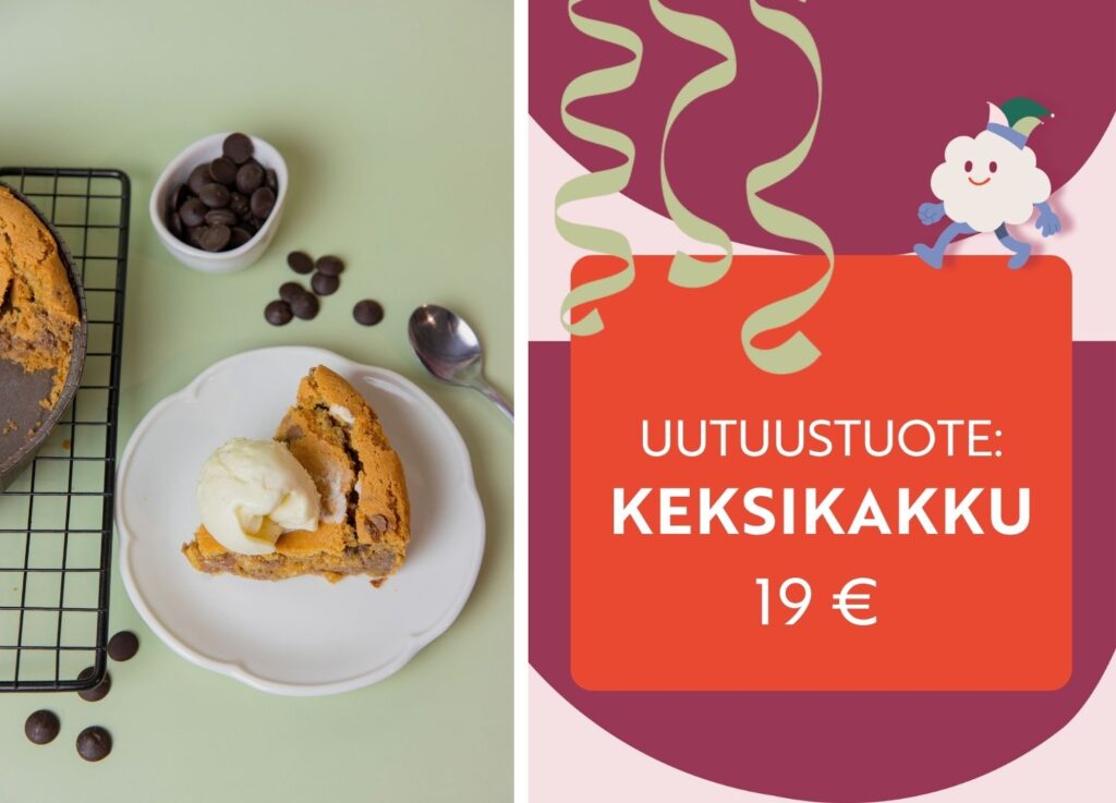 Hyväkakun Keksikakku. Tilattavissa vain 28.9.–4.10.2026